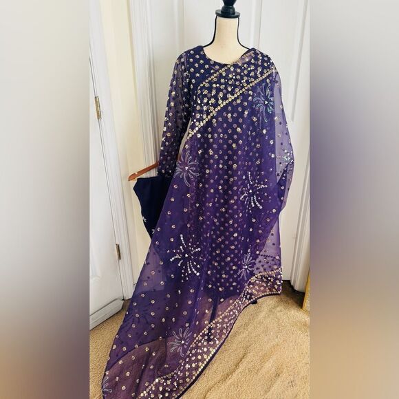 NUREH PAKISTANI DESIGNER FARSHI TINY TWINKLES WILD BEAUTY DRESS 3 PIECE - Picture 15 of 16